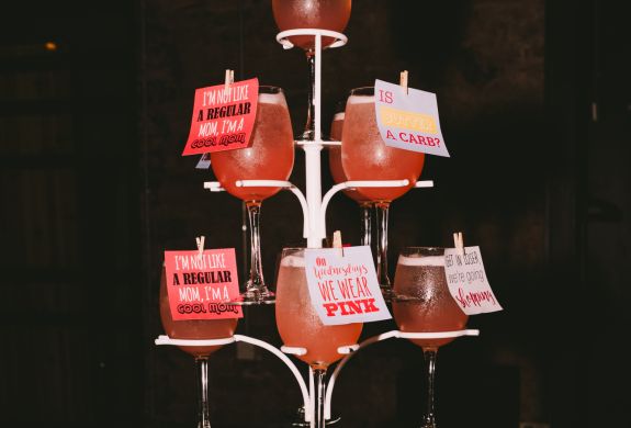 a cocktail tree with mean girl cocktails at revolutions bars