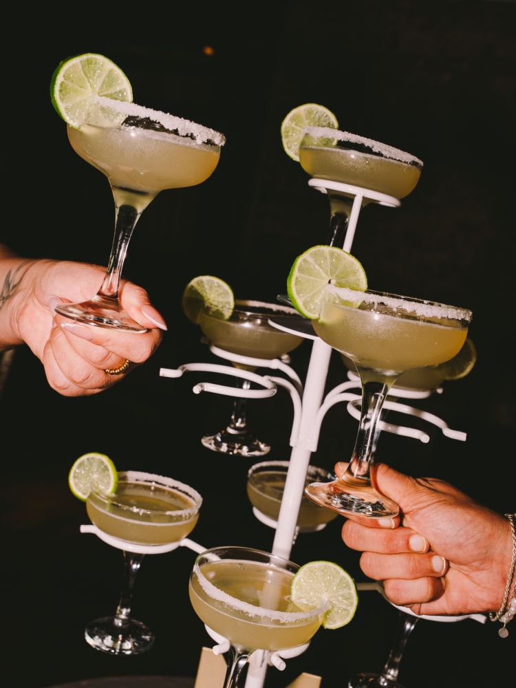 a cocktail tree with margarita cocktails at revolutions bars