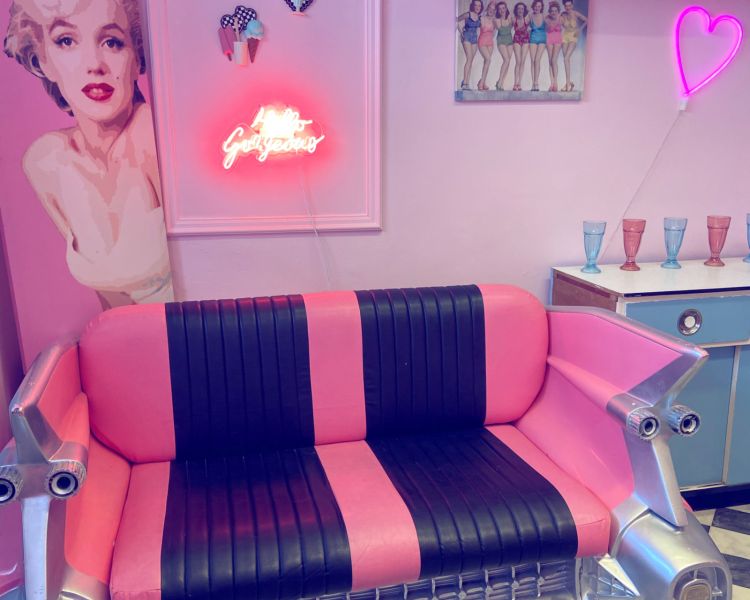 vintage diner set used for children's mini makeover and photoshoot