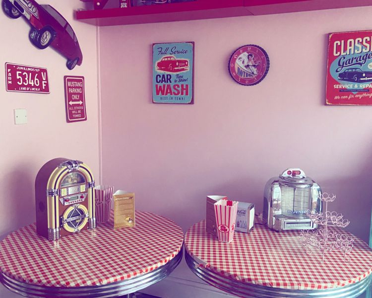 vintage american diner set used for children's mini makeover and photoshoot