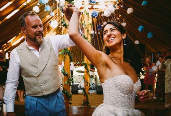 bride and groom dancing at their wedding