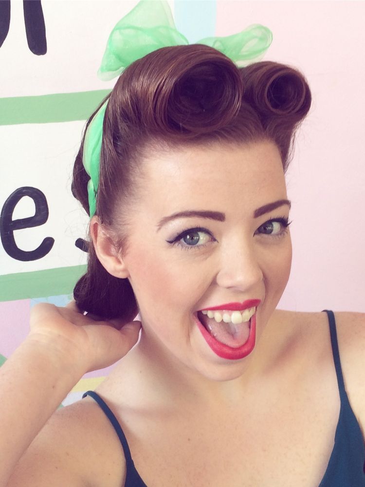 woman styled for a vintage makeover with hair and make-up
