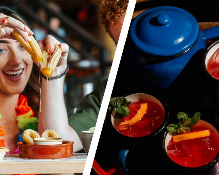 Split photo of a cuban afternoon tea and a cocktail teapot