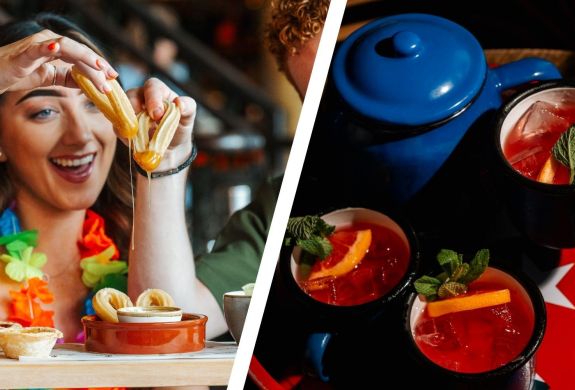 Split photo of a cuban afternoon tea and a cocktail teapot