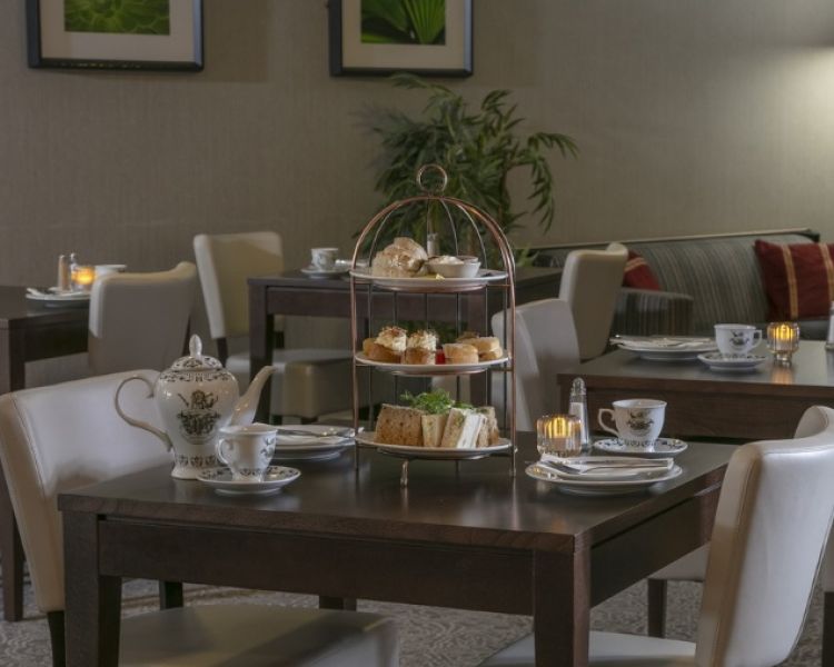 Afternoon tea set up in restaurant