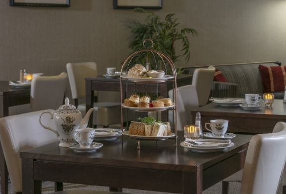 Afternoon tea set up in restaurant