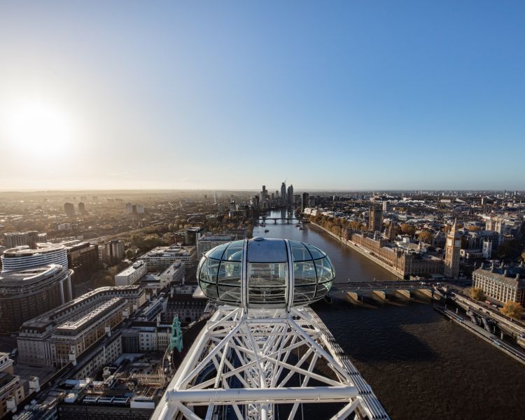 London eye pod with london views surrounding it