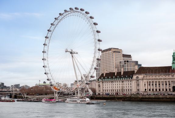 The london eye seen from the river
