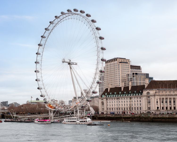 The london eye seen from the river