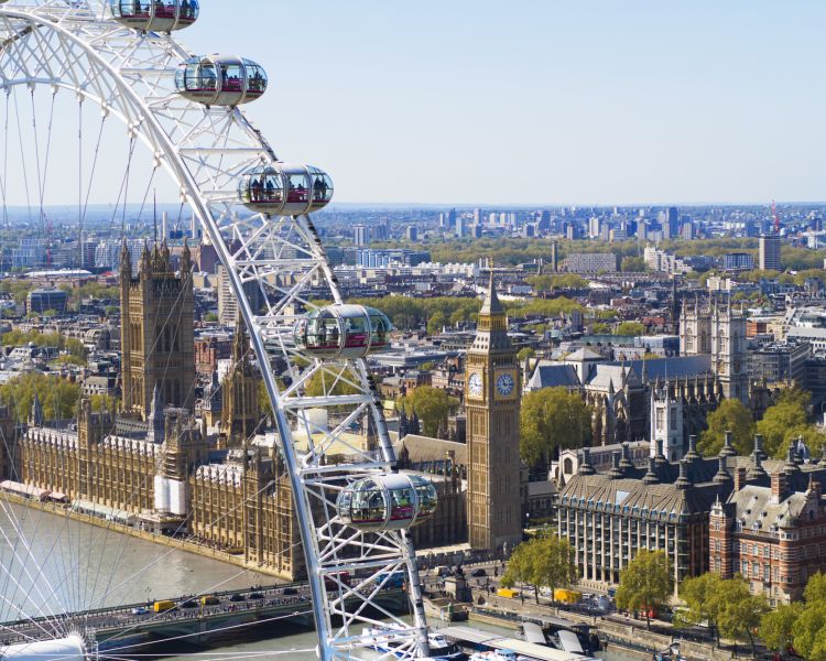 View of london and big ben from the london eye