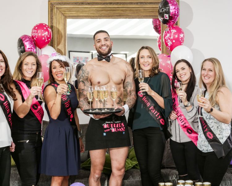Girls with butler