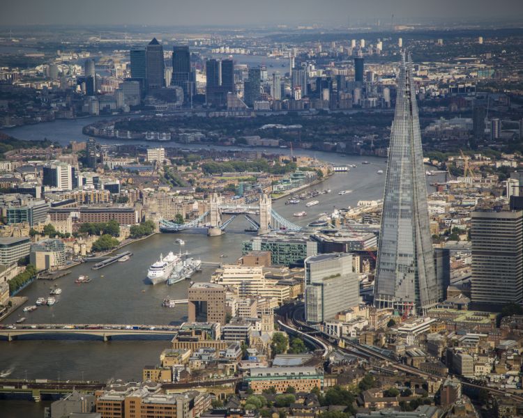 aerial view of london including the shard