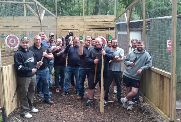 a group on an axe and knife throwing experience
