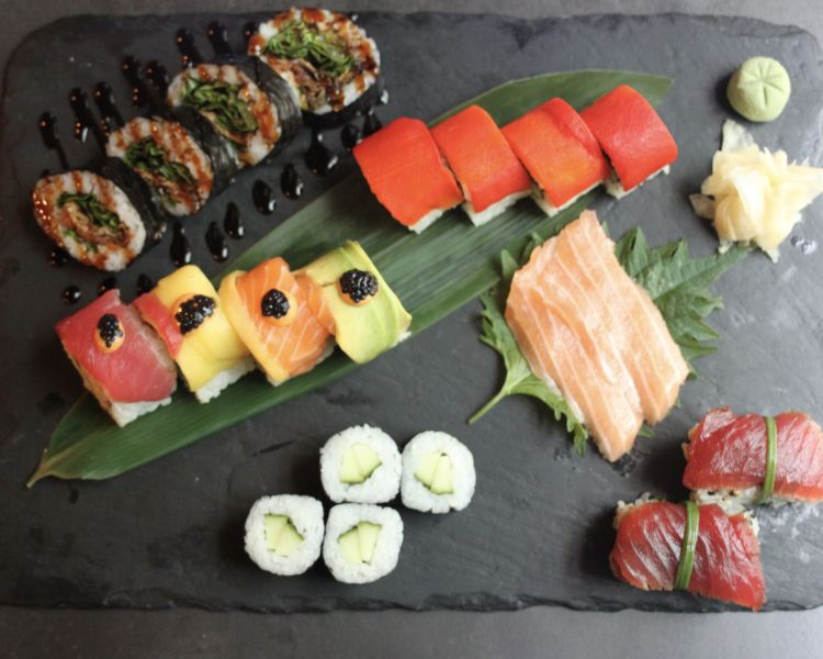 a sushi platter at inamo london for an unlimited sushi dining experience