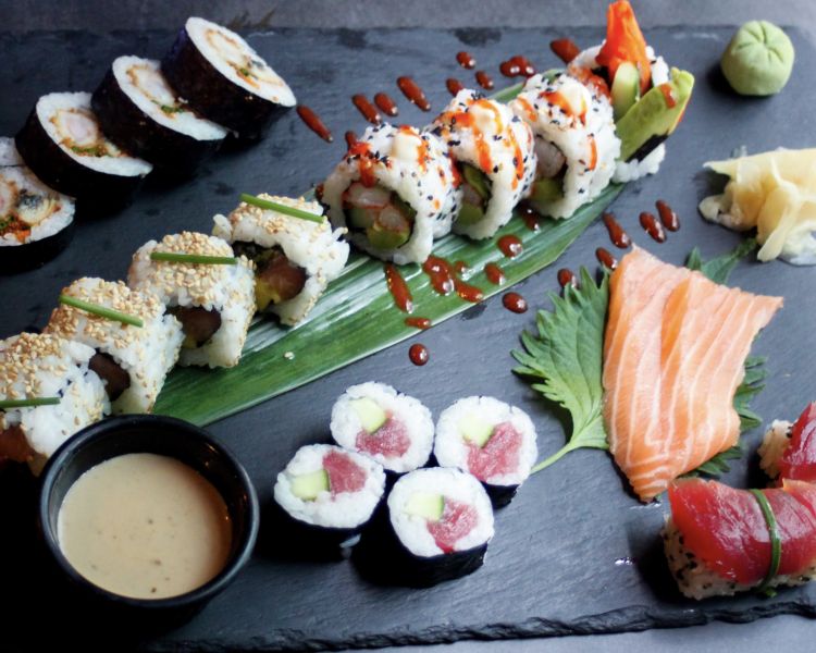 a sushi platter at inamo london for an unlimited sushi dining experience