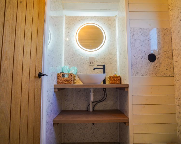 Shepherd hut bathroom