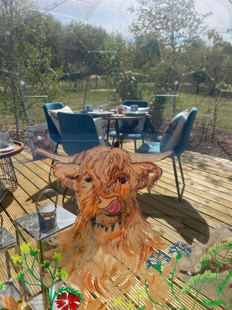 Highland cow glass art