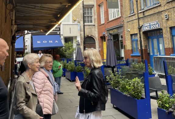 theatre tour group at st martins court listening to guide