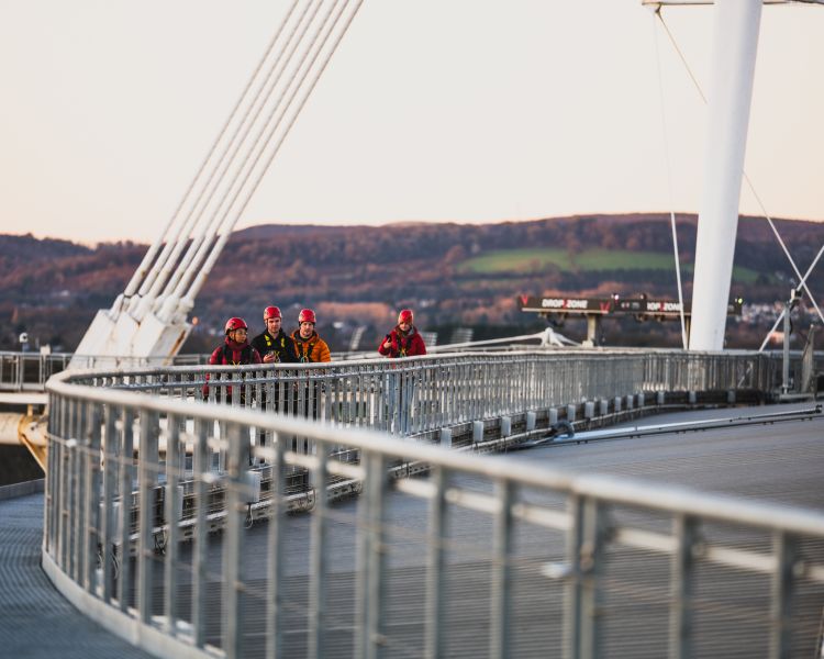 walking along edge of stadium at zip world cardiff