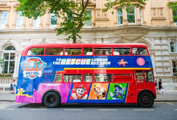 Paw parol afternoon tea tour bus parked up in london