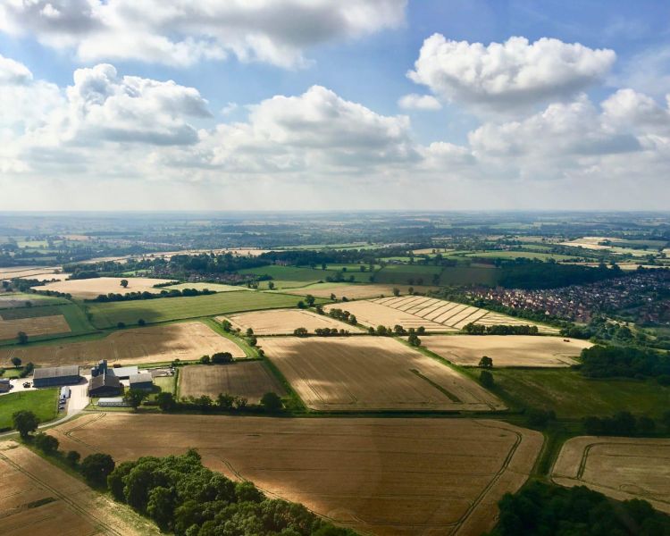 view of leicestershire countryside seen from a helicopter ride