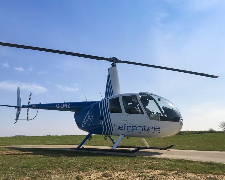 helicopter on ground ready to take off on tour over rutland water