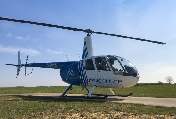 helicopter on ground ready to take off on tour over rutland water