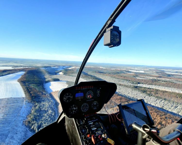 rutland water at winter seen from a helicopter ride