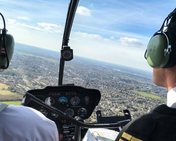 the view from a helicopter flying over oxford