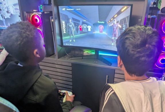 Gaming zone kids playing xbox