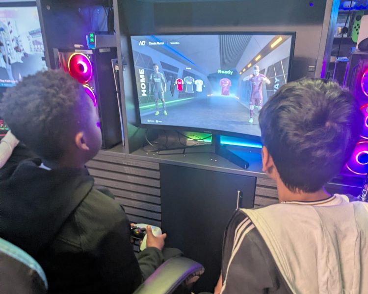 Gaming zone kids playing xbox