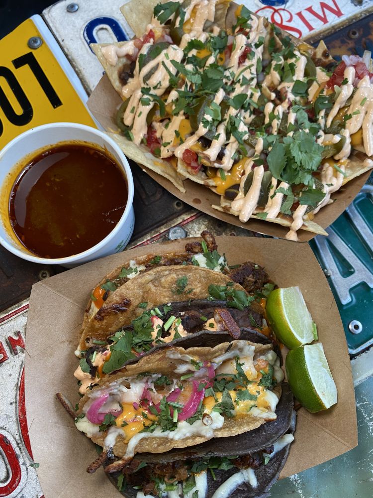 Loaded nachos eaten on a food mystery tour in london