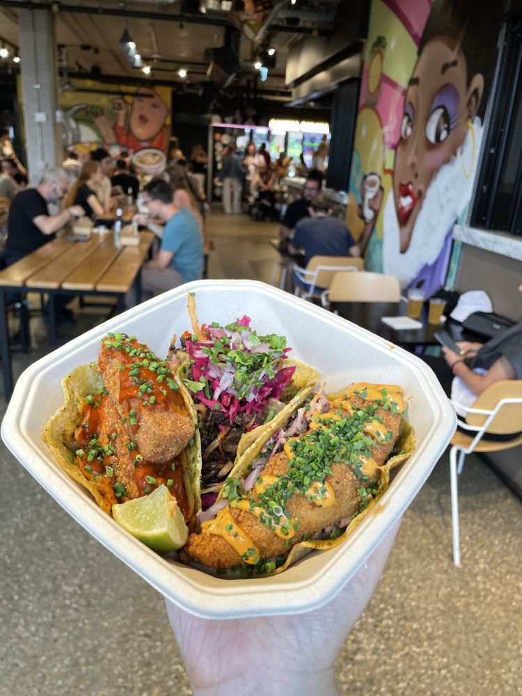 Street food eaten on a mystery food tour in london