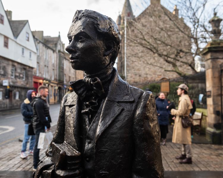 close up of statue seen on a historical walking tour in edinburgh