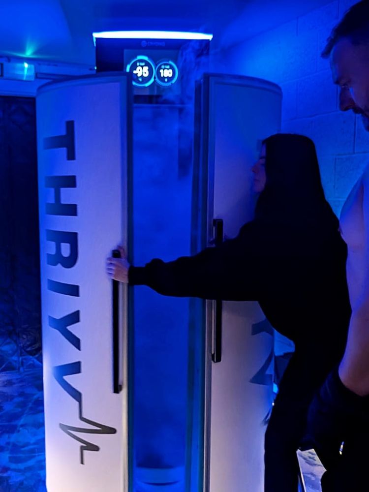 Opening the cryotherapy chamber ready for man to enter