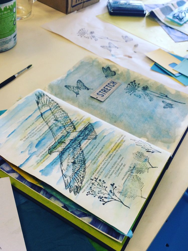 example of sketchbook designs done on a journaling workshop