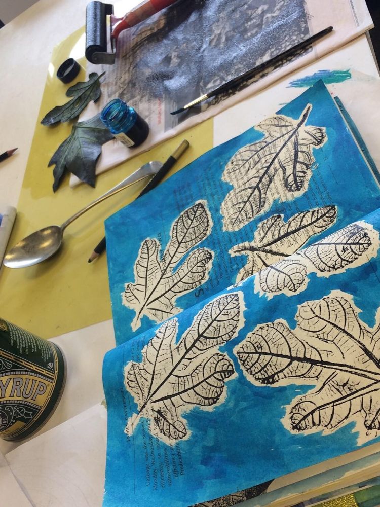 example of sketchbook designs done on a journaling workshop