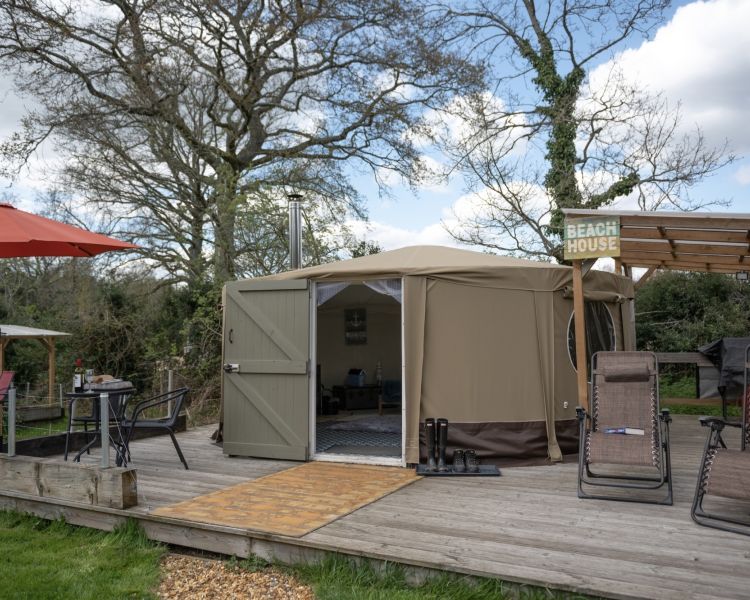 inside the yurt at back of beyond glamping in dorset