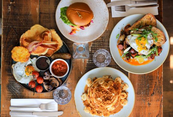 Selection of dishes for brunch at the pudding pantry in nottingham