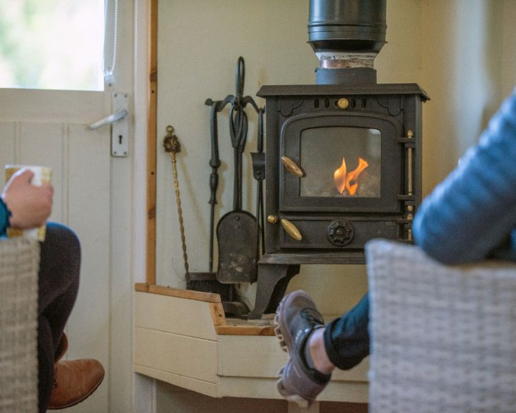 inside the shepherd hut at back of beyond glamping in dorset