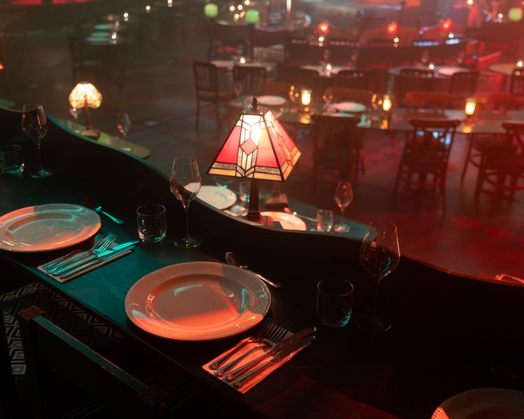 rail seating at the chat noir immersive show and dining experience