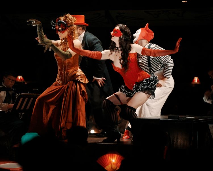 the chat noir cast performing on stage