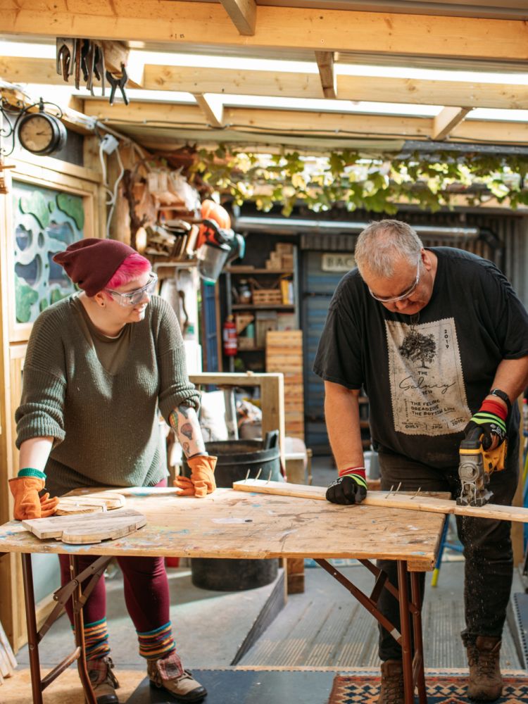 people in workshop on campervan conversion course