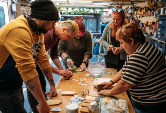 People on decoupage craft course