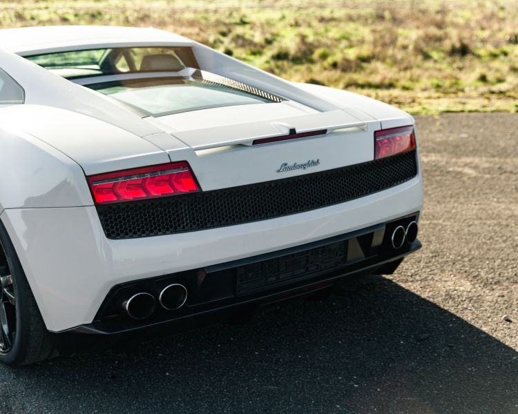 Rear view of lamborghini gallardo on track