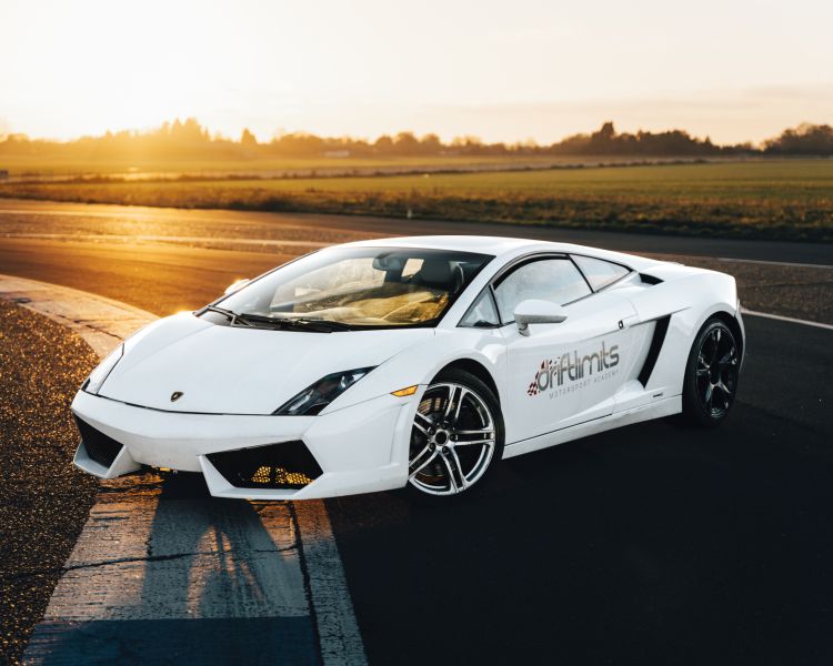 White lamborghini gallardo on track