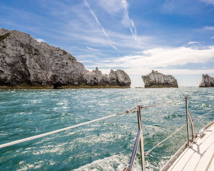 Needles rocks from lymington sailing spook