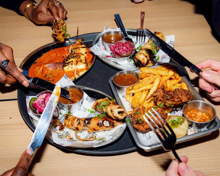 Platter of indian street food on a food treasure hunt in manchester