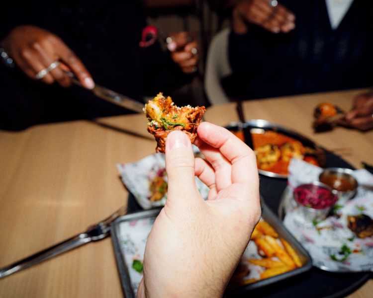 Close up of indian food on a food treasure hunt in manchester