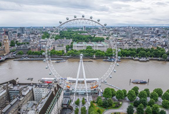 the london eye with the london skyline in background